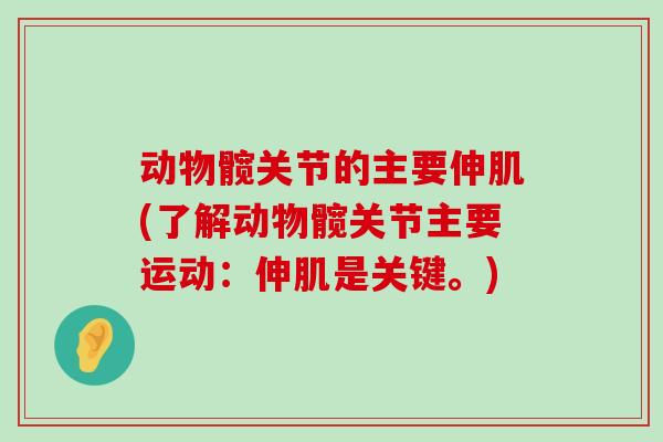 动物髋关节的主要伸肌(了解动物髋关节主要运动:伸肌是关键。)-第1张图片-氨糖科普网 动物髋关节的主要伸肌(了解动物髋关节主要运动:伸肌是关键。)-第1张图片-氨糖科普网