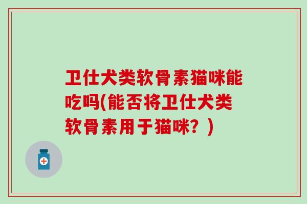 卫仕犬类软骨素猫咪能吃吗(能否将卫仕犬类软骨素用于猫咪？)-第1张图片-氨糖科普网