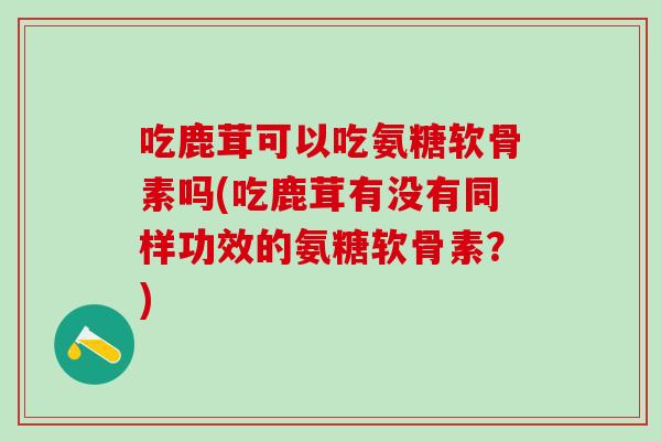 吃鹿茸可以吃氨糖软骨素吗(吃鹿茸有没有同样功效的氨糖软骨素？)-第1张图片-氨糖科普网