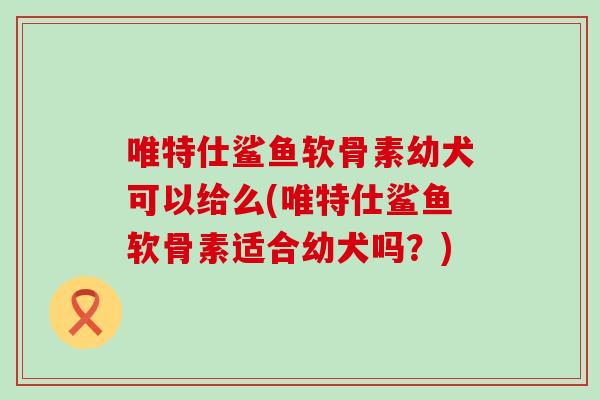 唯特仕鲨鱼软骨素幼犬可以给么(唯特仕鲨鱼软骨素适合幼犬吗?)-第1张图片-氨糖科普网 唯特仕鲨鱼软骨素幼犬可以给么(唯特仕鲨鱼软骨素适合幼犬吗?)-第1张图片-氨糖科普网