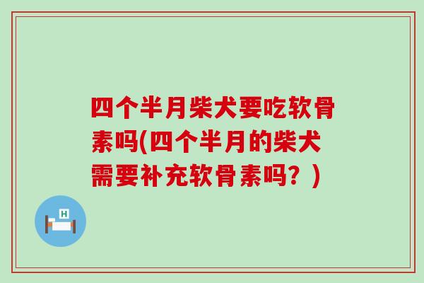 四个半月柴犬要吃软骨素吗(四个半月的柴犬需要补充软骨素吗?)-第1张图片-氨糖科普网 四个半月柴犬要吃软骨素吗(四个半月的柴犬需要补充软骨素吗?)-第1张图片-氨糖科普网