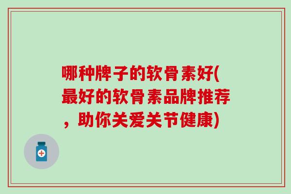 哪种牌子的软骨素好(最好的软骨素品牌推荐，助你关爱关节健康)-第1张图片-氨糖科普网