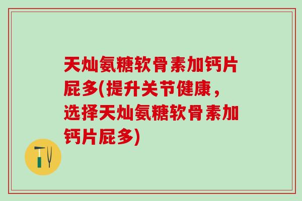 天灿氨糖软骨素加钙片屁多(提升关节健康,选择天灿氨糖软骨素加钙片屁多)-第1张图片-氨糖科普网 天灿氨糖软骨素加钙片屁多(提升关节健康,选择天灿氨糖软骨素加钙片屁多)-第1张图片-氨糖科普网