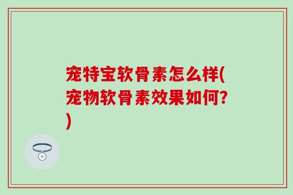宠特宝软骨素怎么样(宠物软骨素效果如何？)-第1张图片-氨糖科普网
