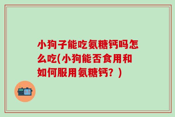 小狗子能吃氨糖钙吗怎么吃(小狗能否食用和如何服用氨糖钙?)-第1张图片-氨糖科普网 小狗子能吃氨糖钙吗怎么吃(小狗能否食用和如何服用氨糖钙?)-第1张图片-氨糖科普网