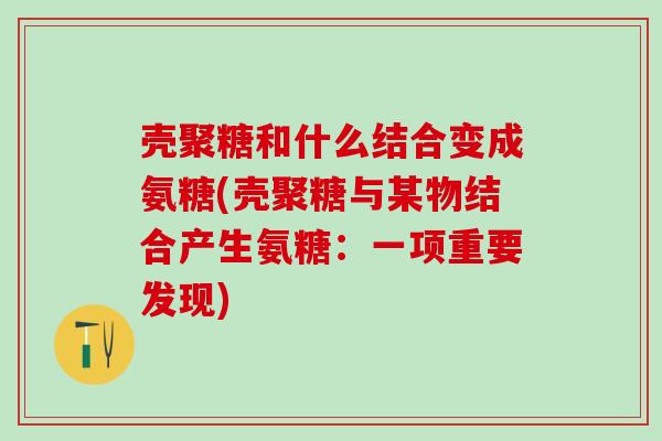 壳聚糖和什么结合变成氨糖(壳聚糖与某物结合产生氨糖：一项重要发现)-第1张图片-氨糖科普网