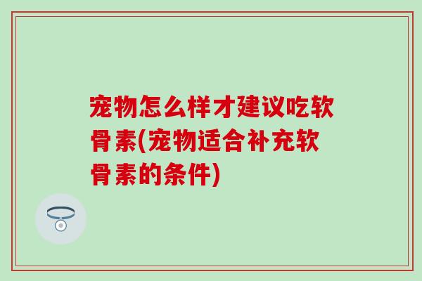 宠物怎么样才建议吃软骨素(宠物适合补充软骨素的条件)-第1张图片-氨糖科普网