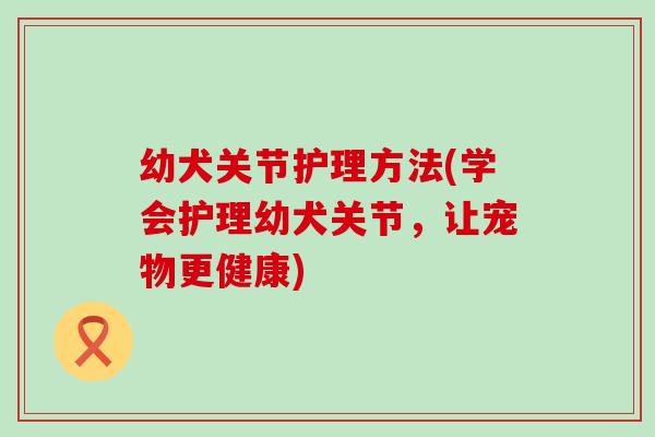 幼犬关节护理方法(学会护理幼犬关节,让宠物更健康)-第1张图片-氨糖科普网 幼犬关节护理方法(学会护理幼犬关节,让宠物更健康)-第1张图片-氨糖科普网