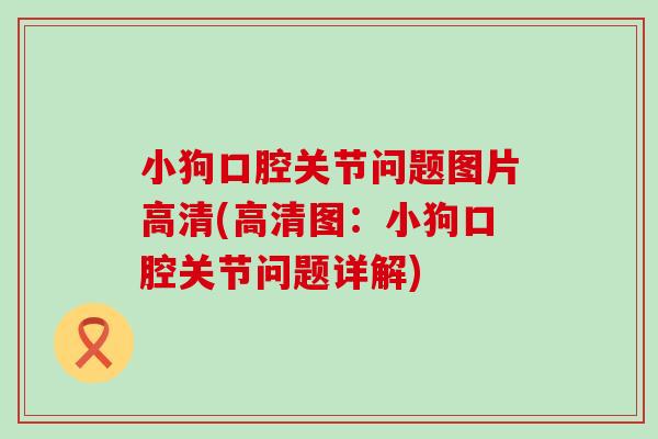 小狗口腔关节问题图片高清(高清图:小狗口腔关节问题详解)-第1张图片-氨糖科普网 小狗口腔关节问题图片高清(高清图:小狗口腔关节问题详解)-第1张图片-氨糖科普网