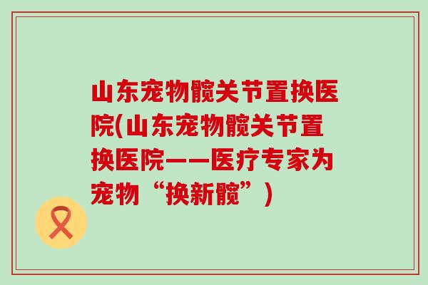 山东宠物髋关节置换医院(山东宠物髋关节置换医院——医疗专家为宠物“换新髋”)-第1张图片-氨糖科普网