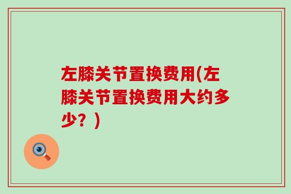左膝关节置换费用(左膝关节置换费用大约多少?)-第1张图片-氨糖科普网 左膝关节置换费用(左膝关节置换费用大约多少?)-第1张图片-氨糖科普网