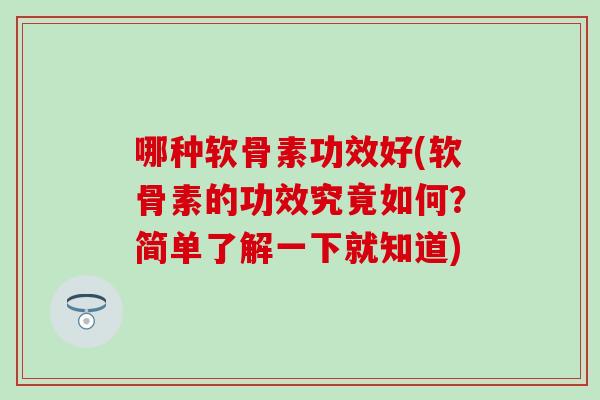 哪种软骨素功效好(软骨素的功效究竟如何?简单了解一下就知道)-第1张图片-氨糖科普网 哪种软骨素功效好(软骨素的功效究竟如何?简单了解一下就知道)-第1张图片-氨糖科普网