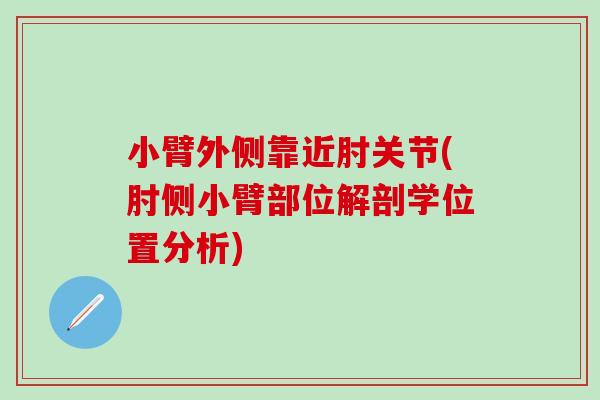 小臂外侧靠近肘关节(肘侧小臂部位解剖学位置分析)-第1张图片-氨糖科普网