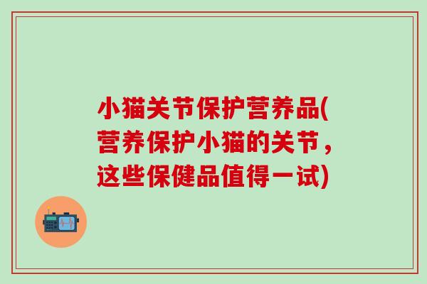 小猫关节保护营养品(营养保护小猫的关节,这些保健品值得一试)-第1张图片-氨糖科普网 小猫关节保护营养品(营养保护小猫的关节,这些保健品值得一试)-第1张图片-氨糖科普网
