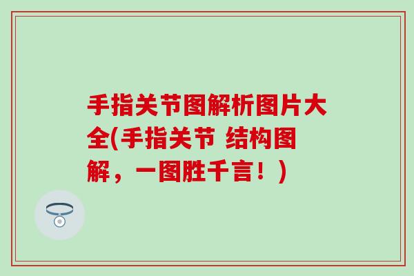 手指关节图解析图片大全(手指关节 结构图解,一图胜千言!)-第1张图片-氨糖科普网 手指关节图解析图片大全(手指关节 结构图解,一图胜千言!)-第1张图片-氨糖科普网
