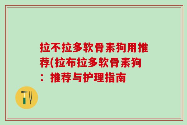 拉不拉多软骨素狗用推荐(拉布拉多软骨素狗:推荐与护理指南-第1张图片-氨糖科普网 拉不拉多软骨素狗用推荐(拉布拉多软骨素狗:推荐与护理指南-第1张图片-氨糖科普网