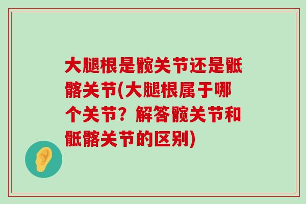 大腿根是髋关节还是骶髂关节(大腿根属于哪个关节？解答髋关节和骶髂关节的区别)-第1张图片-氨糖科普网