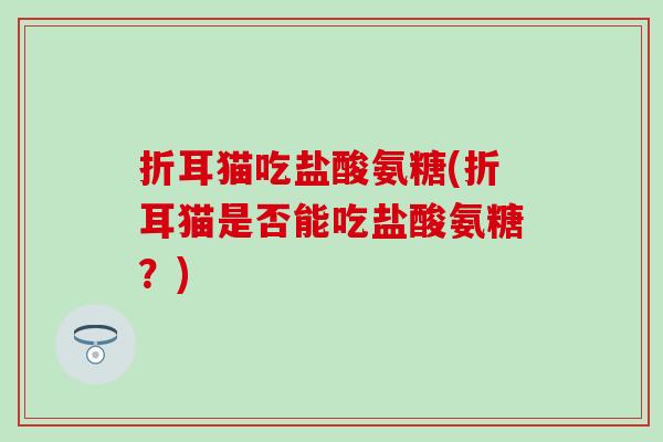折耳猫吃盐酸氨糖(折耳猫是否能吃盐酸氨糖?)-第1张图片-氨糖科普网 折耳猫吃盐酸氨糖(折耳猫是否能吃盐酸氨糖?)-第1张图片-氨糖科普网