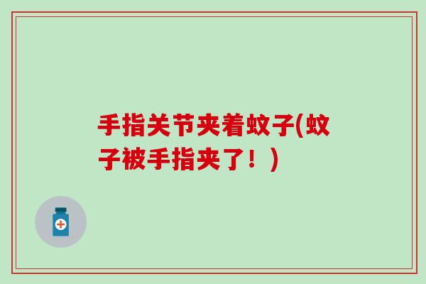 手指关节夹着蚊子(蚊子被手指夹了!)-第1张图片-氨糖科普网 手指关节夹着蚊子(蚊子被手指夹了!)-第1张图片-氨糖科普网