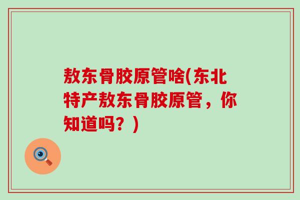 敖东骨胶原管啥(东北特产敖东骨胶原管,你知道吗?)-第1张图片-氨糖科普网 敖东骨胶原管啥(东北特产敖东骨胶原管,你知道吗?)-第1张图片-氨糖科普网