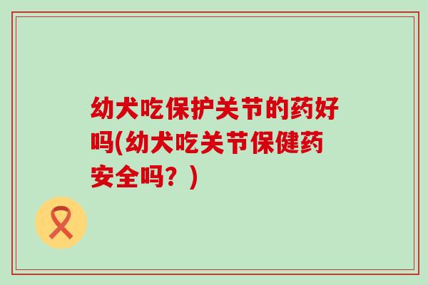 幼犬吃保护关节的药好吗(幼犬吃关节保健药安全吗?)-第1张图片-氨糖科普网 幼犬吃保护关节的药好吗(幼犬吃关节保健药安全吗?)-第1张图片-氨糖科普网