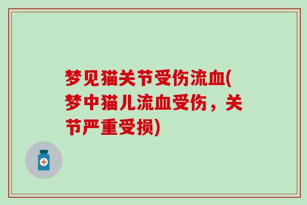 梦见猫关节受伤流血(梦中猫儿流血受伤,关节严重受损)-第1张图片-氨糖科普网 梦见猫关节受伤流血(梦中猫儿流血受伤,关节严重受损)-第1张图片-氨糖科普网