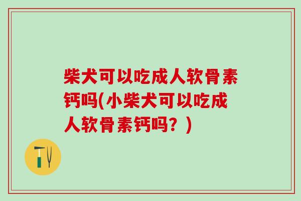 柴犬可以吃成人软骨素钙吗(小柴犬可以吃成人软骨素钙吗?)-第1张图片-氨糖科普网 柴犬可以吃成人软骨素钙吗(小柴犬可以吃成人软骨素钙吗?)-第1张图片-氨糖科普网
