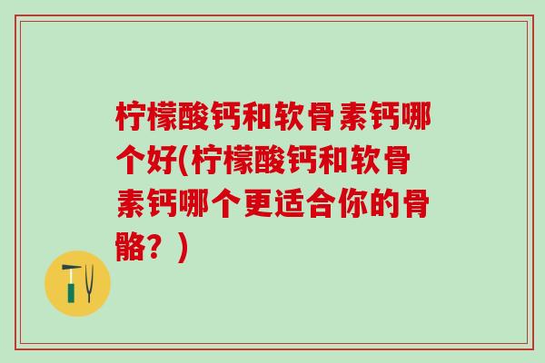 柠檬酸钙和软骨素钙哪个好(柠檬酸钙和软骨素钙哪个更适合你的骨骼?)-第1张图片-氨糖科普网 柠檬酸钙和软骨素钙哪个好(柠檬酸钙和软骨素钙哪个更适合你的骨骼?)-第1张图片-氨糖科普网