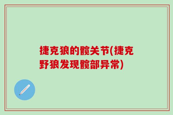 捷克狼的髋关节(捷克野狼发现髋部异常)-第1张图片-氨糖科普网