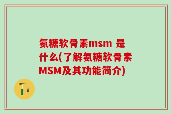 氨糖软骨素msm 是什么(了解氨糖软骨素MSM及其功能简介)-第1张图片-氨糖科普网
