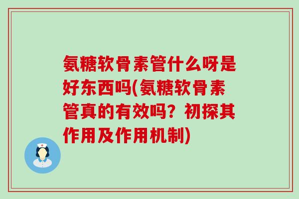 氨糖软骨素管什么呀是好东西吗(氨糖软骨素管真的有效吗?初探其作用及作用机制)-第1张图片-氨糖科普网 氨糖软骨素管什么呀是好东西吗(氨糖软骨素管真的有效吗?初探其作用及作用机制)-第1张图片-氨糖科普网
