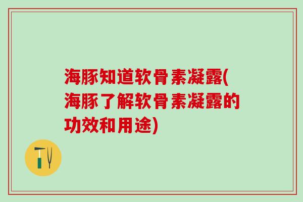 海豚知道软骨素凝露(海豚了解软骨素凝露的功效和用途)-第1张图片-氨糖科普网 海豚知道软骨素凝露(海豚了解软骨素凝露的功效和用途)-第1张图片-氨糖科普网