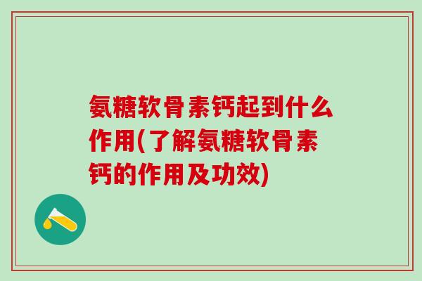 氨糖软骨素钙起到什么作用(了解氨糖软骨素钙的作用及功效)-第1张图片-氨糖科普网 氨糖软骨素钙起到什么作用(了解氨糖软骨素钙的作用及功效)-第1张图片-氨糖科普网