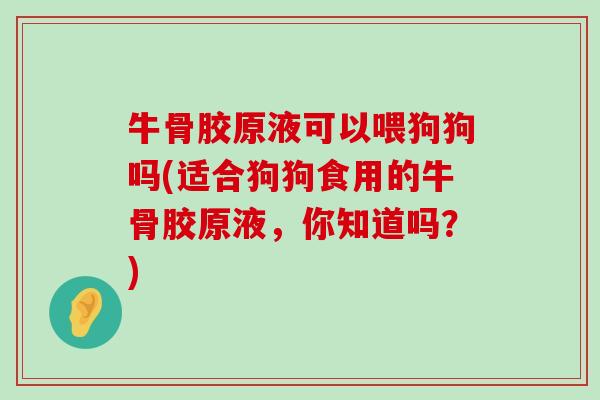 牛骨胶原液可以喂狗狗吗(适合狗狗食用的牛骨胶原液,你知道吗?)-第1张图片-氨糖科普网 牛骨胶原液可以喂狗狗吗(适合狗狗食用的牛骨胶原液,你知道吗?)-第1张图片-氨糖科普网