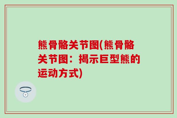 熊骨骼关节图(熊骨骼关节图:揭示巨型熊的运动方式)-第1张图片-氨糖科普网 熊骨骼关节图(熊骨骼关节图:揭示巨型熊的运动方式)-第1张图片-氨糖科普网