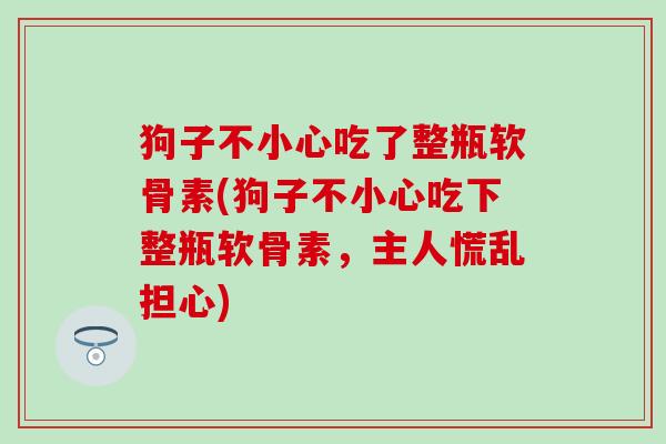 狗子不小心吃了整瓶软骨素(狗子不小心吃下整瓶软骨素,主人慌乱担心)-第1张图片-氨糖科普网 狗子不小心吃了整瓶软骨素(狗子不小心吃下整瓶软骨素,主人慌乱担心)-第1张图片-氨糖科普网