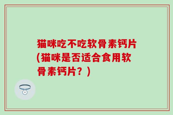 猫咪吃不吃软骨素钙片(猫咪是否适合食用软骨素钙片?)-第1张图片-氨糖科普网 猫咪吃不吃软骨素钙片(猫咪是否适合食用软骨素钙片?)-第1张图片-氨糖科普网