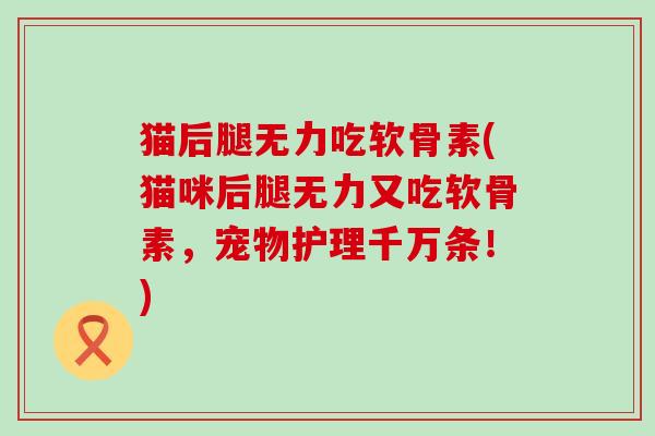猫后腿无力吃软骨素(猫咪后腿无力又吃软骨素,宠物护理千万条!)-第1张图片-氨糖科普网 猫后腿无力吃软骨素(猫咪后腿无力又吃软骨素,宠物护理千万条!)-第1张图片-氨糖科普网