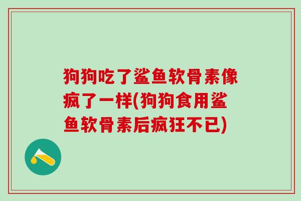 狗狗吃了鲨鱼软骨素像疯了一样(狗狗食用鲨鱼软骨素后疯狂不已)-第1张图片-氨糖科普网 狗狗吃了鲨鱼软骨素像疯了一样(狗狗食用鲨鱼软骨素后疯狂不已)-第1张图片-氨糖科普网