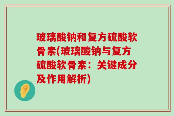 玻璃酸钠和复方硫酸软骨素(玻璃酸钠与复方硫酸软骨素:关键成分及作用解析)-第1张图片-氨糖科普网 玻璃酸钠和复方硫酸软骨素(玻璃酸钠与复方硫酸软骨素:关键成分及作用解析)-第1张图片-氨糖科普网