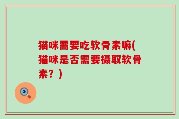 猫咪需要吃软骨素嘛(猫咪是否需要摄取软骨素？)-第1张图片-氨糖科普网