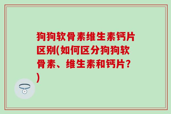 狗狗软骨素维生素钙片区别(如何区分狗狗软骨素、维生素和钙片?)-第1张图片-氨糖科普网 狗狗软骨素维生素钙片区别(如何区分狗狗软骨素、维生素和钙片?)-第1张图片-氨糖科普网