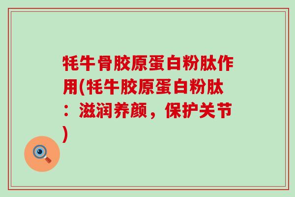 牦牛骨胶原蛋白粉肽作用(牦牛胶原蛋白粉肽:滋润养颜,保护关节)-第1张图片-氨糖科普网 牦牛骨胶原蛋白粉肽作用(牦牛胶原蛋白粉肽:滋润养颜,保护关节)-第1张图片-氨糖科普网