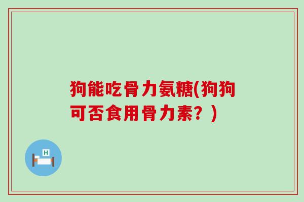 狗能吃骨力氨糖(狗狗可否食用骨力素？)-第1张图片-氨糖科普网