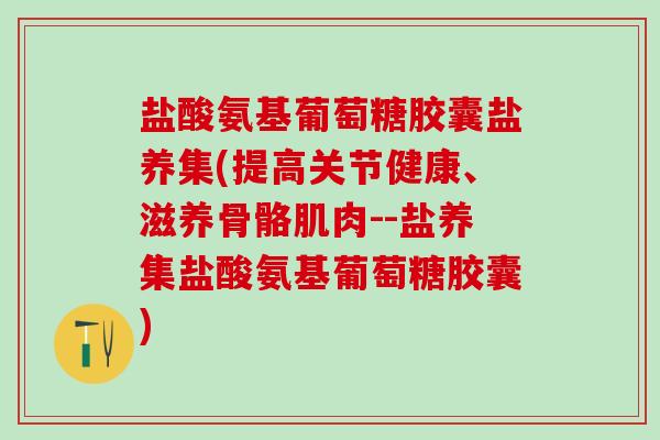 盐酸氨基葡萄糖胶囊盐养集(提高关节健康、滋养骨骼肌肉--盐养集盐酸氨基葡萄糖胶囊)-第1张图片-氨糖科普网 盐酸氨基葡萄糖胶囊盐养集(提高关节健康、滋养骨骼肌肉--盐养集盐酸氨基葡萄糖胶囊)-第1张图片-氨糖科普网
