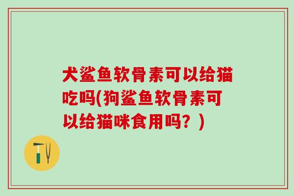 犬鲨鱼软骨素可以给猫吃吗(狗鲨鱼软骨素可以给猫咪食用吗?)-第1张图片-氨糖科普网 犬鲨鱼软骨素可以给猫吃吗(狗鲨鱼软骨素可以给猫咪食用吗?)-第1张图片-氨糖科普网