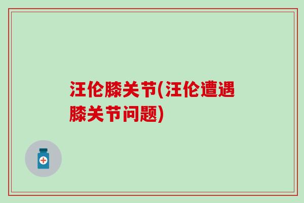 汪伦膝关节(汪伦遭遇膝关节问题)-第1张图片-氨糖科普网 汪伦膝关节(汪伦遭遇膝关节问题)-第1张图片-氨糖科普网