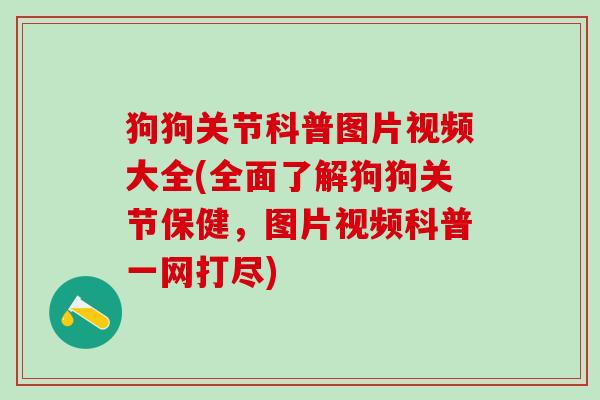 狗狗关节科普图片视频大全(全面了解狗狗关节保健,图片视频科普一网打尽)-第1张图片-氨糖科普网 狗狗关节科普图片视频大全(全面了解狗狗关节保健,图片视频科普一网打尽)-第1张图片-氨糖科普网