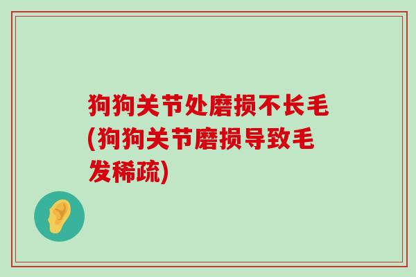 狗狗关节处磨损不长毛(狗狗关节磨损导致毛发稀疏)-第1张图片-氨糖科普网 狗狗关节处磨损不长毛(狗狗关节磨损导致毛发稀疏)-第1张图片-氨糖科普网