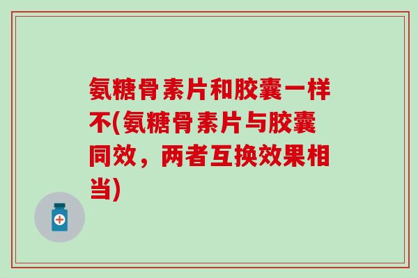 氨糖骨素片和胶囊一样不(氨糖骨素片与胶囊同效,两者互换效果相当)-第1张图片-氨糖科普网 氨糖骨素片和胶囊一样不(氨糖骨素片与胶囊同效,两者互换效果相当)-第1张图片-氨糖科普网